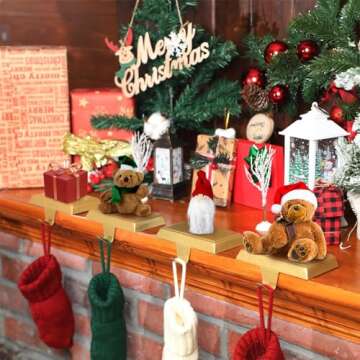 Zhengmy Christmas Stocking Holders for Mantle Weighted Stocking Holder Fireplace Hangers for Xmas Ho...