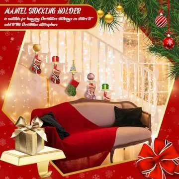 Zhengmy Christmas Stocking Holders for Mantle Weighted Stocking Holder Fireplace Hangers for Xmas Holiday Party Decoration(4 Pcs,Gold)