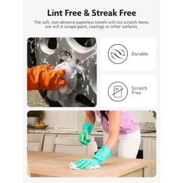 Fantasticlean Microfiber Cleaning Cloth Roll -40 Pack, Tear Away Microfiber Towels, 12" x 12", Reusable, Washable, Scratch Free, Ultra Absorbent Dish Rags for Car, Home, Garage or Shop (White)