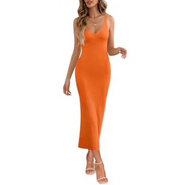 Versatile MEROKEETY Midi Dress in Orange for Women