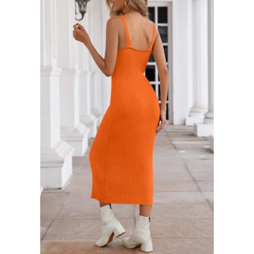 Versatile MEROKEETY Midi Dress in Orange for Women