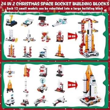 Kids Advent Calendar 2024 for Boys, 24 Days Christmas STEM Space Building Blocks Countdown Calendar ...