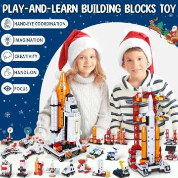Kids Advent Calendar 2024 for Boys, 24 Days Christmas STEM Space Building Blocks Countdown Calendar Gifts Box with 12-in-1 Rocket Spaceship Shuttle Launcher Bricks Toy Set for Kids Teens Girls Age 6+
