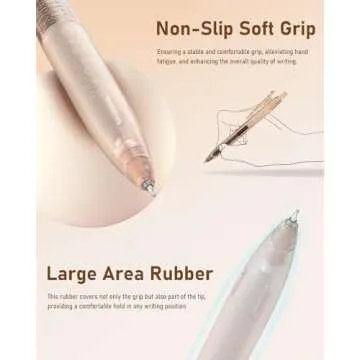 Four Candies 14Pack Pastel Gel Ink Pen Set,Cute Retractable 0.5mm Fine Point Pen,Note Taking Aesthetic Pens,12 Pack Black Ink Pens with 2Pack Highlighter, Smooth Writing Pens for School, Office(Brown)