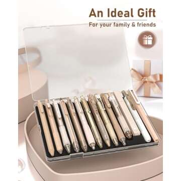 Four Candies 14Pack Pastel Gel Ink Pen Set,Cute Retractable 0.5mm Fine Point Pen,Note Taking Aesthetic Pens,12 Pack Black Ink Pens with 2Pack Highlighter, Smooth Writing Pens for School, Office(Brown)