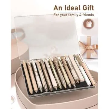 Four Candies 14Pack Pastel Gel Ink Pen Set,Cute Retractable 0.5mm Fine Point Pen,Note Taking Aesthetic Pens,12 Pack Black Ink Pens with 2Pack Highlighter, Smooth Writing Pens for School, Office(Brown)