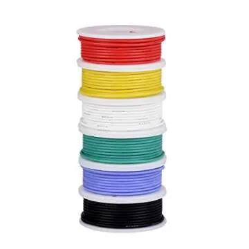 TUOFENG 20awg Wire Flexible Stranded Wire,20 Gauge Wire Tinned Copper Silicone Rubber Insulated (6 Different Colored 23ft / 7m Each) 20awg Silicone Wire