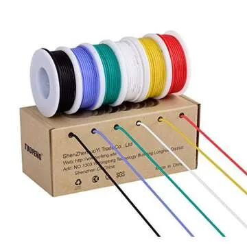 TUOFENG 20awg Wire Flexible Stranded Wire,20 Gauge Wire Tinned Copper Silicone Rubber Insulated (6 Different Colored 23ft / 7m Each) 20awg Silicone Wire