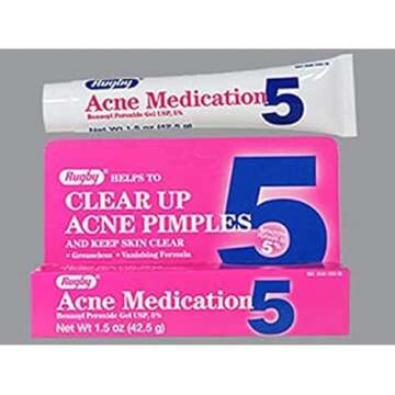 RUGBY BENZOYL PEROX GEL/ACNE MED 5% BENZOYL PEROXIDE-5% White 42.5GM UPC 305361055561