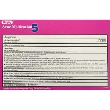 RUGBY BENZOYL PEROX GEL/ACNE MED 5% BENZOYL PEROXIDE-5% White 42.5GM UPC 305361055561