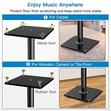 PERLESMITH Adjustable Floor Speaker Stands for Superior Sound