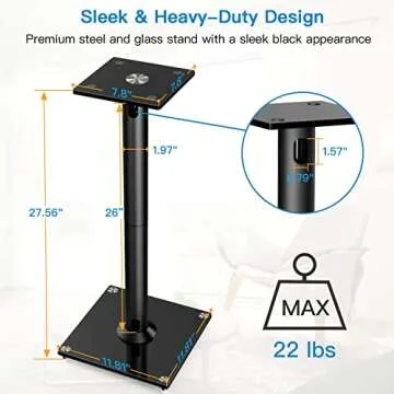 PERLESMITH Adjustable Floor Speaker Stands for Superior Sound