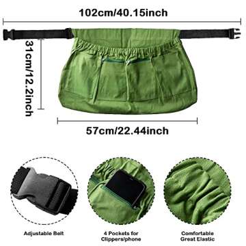 codree 1PCS Harvest Apron for Garden Vegetable-Adjustable Harvest Picking Apron with 4 Pockets for G...