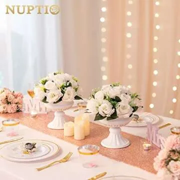 NUPTIO 2 Pack Fake Flower Ball Bouquets 15 Heads