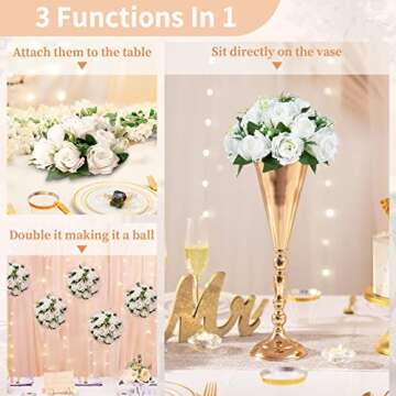 NUPTIO 2 Pack Fake Flower Ball Bouquets 15 Heads