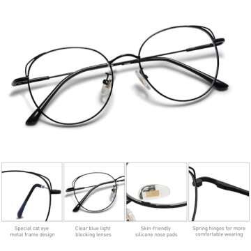 SOJOS Cat Eye Blue Light Glasses for Women in Black Frame