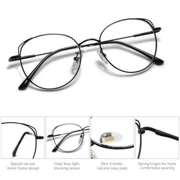 SOJOS Cat Eye Blue Light Glasses for Women in Black Frame