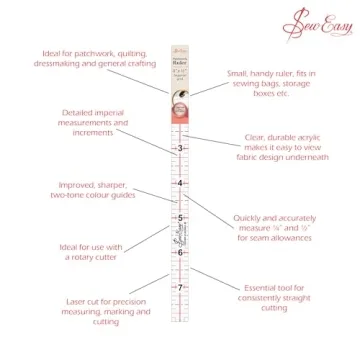 Sew Easy 8x0.5” Quilting Ruler for Precision Sewing