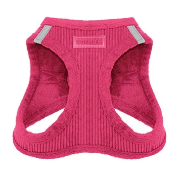 Voyager Step-In Plush Dog Harness for Small and Medium Dogs by Best Pet Supplies 1Fuchsia Corduroy, ...