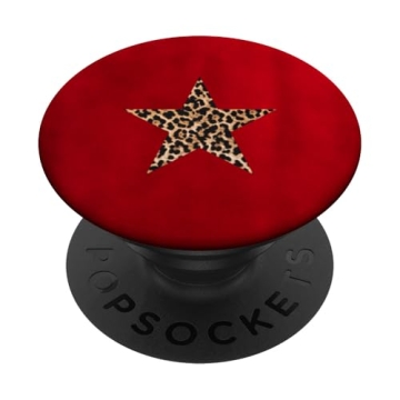 Leopard Star Y2K Red Trendy PopSockets Standard PopGrip