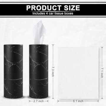JUSTTOP Car Tissue Holder,Car Travel Kleenex Cup Holder with 4 Pack Facial Tissues,Convenient Tissue Bag,Car Accessories Interior for Women and Man 4 Canisters Black