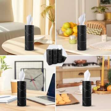 JUSTTOP Car Tissue Holder,Car Travel Kleenex Cup Holder with 4 Pack Facial Tissues,Convenient Tissue Bag,Car Accessories Interior for Women and Man 4 Canisters Black