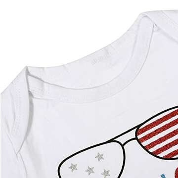 Baby Girls American Flag Sunglasses Star Stripe Printed Romper Bodysuit+Sequins Bowknot Shorts+Headband 3Pcs 4th of July Sets (9-12 Months/Tag80, Dark Blue, 9_Months)