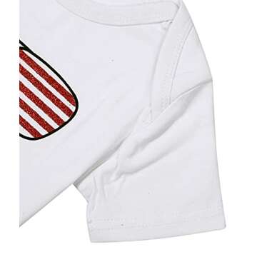 Baby Girls American Flag Sunglasses Star Stripe Printed Romper Bodysuit+Sequins Bowknot Shorts+Headband 3Pcs 4th of July Sets (9-12 Months/Tag80, Dark Blue, 9_Months)