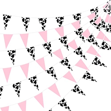 5 Pcs Cow Print Pennant Banner Cow Print Party Supplies Cow Birthday Party Pennant Bunting Banner Ba...