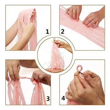 Pink Gold Party Decorations Baby Shower Birthday Tassel Garland Banner Tissue Paper Pom Pom Flowers for Wedding Bridal Graduation Decorations Party Supplies, 30PCS