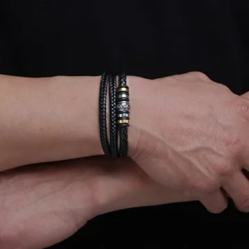 Stylish Braided Leather Cuff Bracelet for Men