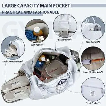 FIORETTO Womens Gym Tote Duffle Bag with Wet Pocket & Shoe Compartment, Sports Duffel Overnight Weekender Hospital Workout Carry on Bag for Girls, Ideal for Travel, Swimming, Dance, Ballet Grey