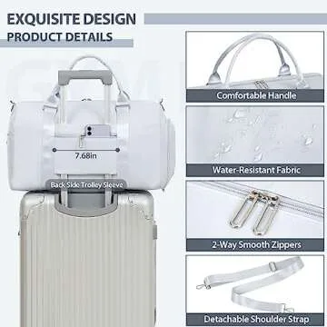 FIORETTO Womens Gym Tote Duffle Bag with Wet Pocket & Shoe Compartment, Sports Duffel Overnight Weekender Hospital Workout Carry on Bag for Girls, Ideal for Travel, Swimming, Dance, Ballet Grey