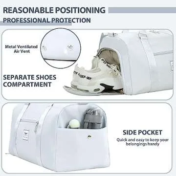 FIORETTO Womens Gym Tote Duffle Bag with Wet Pocket & Shoe Compartment, Sports Duffel Overnight Weekender Hospital Workout Carry on Bag for Girls, Ideal for Travel, Swimming, Dance, Ballet Grey