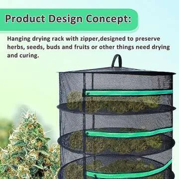 Growsun Herb Drying Rack 8 Layer Plant Hanging Mesh Net