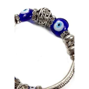 Nazareth Store Blue Beads Evil Eye Bracelet Hamsa Hand Of Fatima For Men Women Stretch Bracelets Lucky Charm
