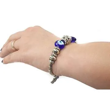 Nazareth Store Blue Beads Evil Eye Bracelet Hamsa Hand Of Fatima For Men Women Stretch Bracelets Lucky Charm