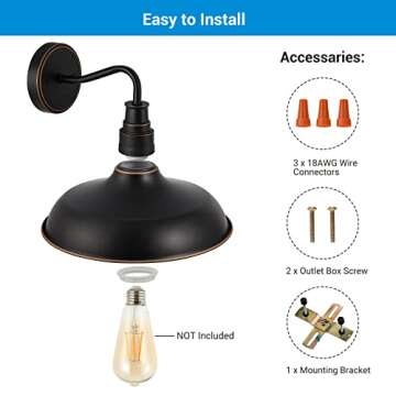 DEWENWILS Outdoor Wall Lights, Exterior Gooseneck Barn Light Outdoor Wall Sconce Industrial Porch Lights Wall Mount Outside Wall Lantern Fixture for Porch, Frontdoor, Garage, 2 Pack