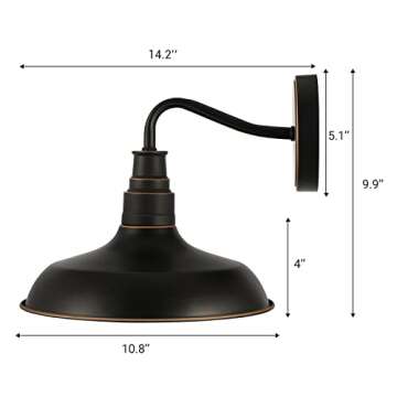 DEWENWILS Outdoor Wall Lights, Exterior Gooseneck Barn Light Outdoor Wall Sconce Industrial Porch Lights Wall Mount Outside Wall Lantern Fixture for Porch, Frontdoor, Garage, 2 Pack