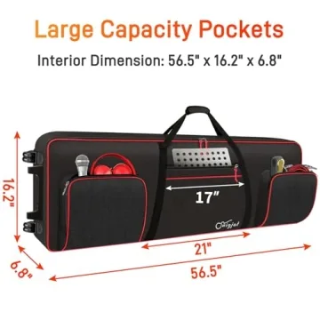SNIGJAT 88 Key Keyboard Case with Wheels for Musicians