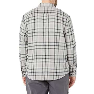 Amazon Essentials Men's Long-Sleeve Flannel Shirt (Available in Big & Tall), Black Light Grey Plaid, Medium