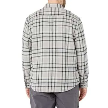 Amazon Essentials Men's Long-Sleeve Flannel Shirt (Available in Big & Tall), Black Light Grey Plaid, Medium