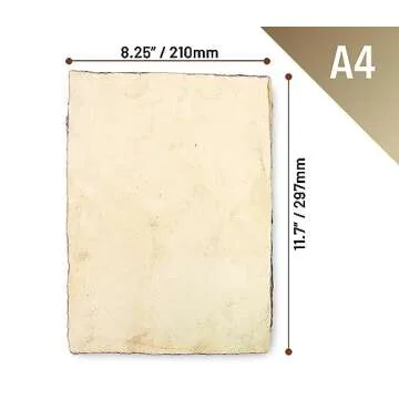 Wanderings Handmade Antique Deckle Edge Blank Paper - 8.25 x 11.7 - A4 Size Package of 50 - Recycled Watercolor Mixed Media Loose Leaf Paper for Writers Invitations Crafts - Thick 150 GSM