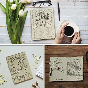 Wanderings Handmade Antique Deckle Edge Blank Paper - 8.25 x 11.7 - A4 Size Package of 50 - Recycled Watercolor Mixed Media Loose Leaf Paper for Writers Invitations Crafts - Thick 150 GSM