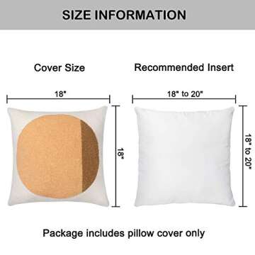 VANNCIO Boho Textured Throw Pillow Covers, Simple Decorative Woven Pillow Cases, Modern Minimalist Cushion Shams for Home Decor, 18x18 inches, Pack of 2 (Brown Orange)