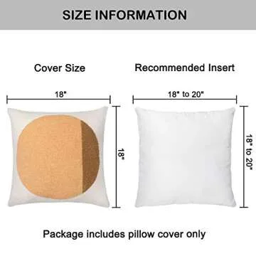 VANNCIO Boho Textured Throw Pillow Covers, Simple Decorative Woven Pillow Cases, Modern Minimalist Cushion Shams for Home Decor, 18x18 inches, Pack of 2 (Brown Orange)