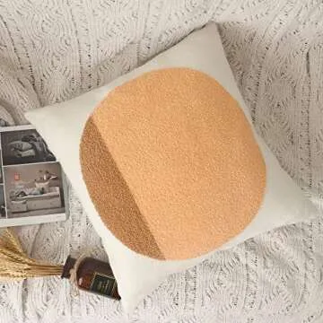 VANNCIO Boho Textured Throw Pillow Covers, Simple Decorative Woven Pillow Cases, Modern Minimalist Cushion Shams for Home Decor, 18x18 inches, Pack of 2 (Brown Orange)