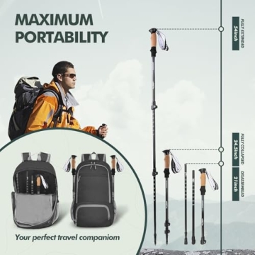 KINGGEAR 7075 Aluminum Trekking Poles with Cork Grip