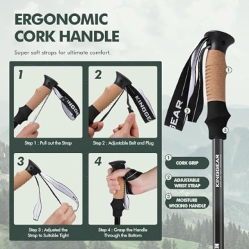 KINGGEAR 7075 Aluminum Trekking Poles with Cork Grip