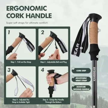 KINGGEAR 7075 Aluminum Trekking Poles with Cork Grip